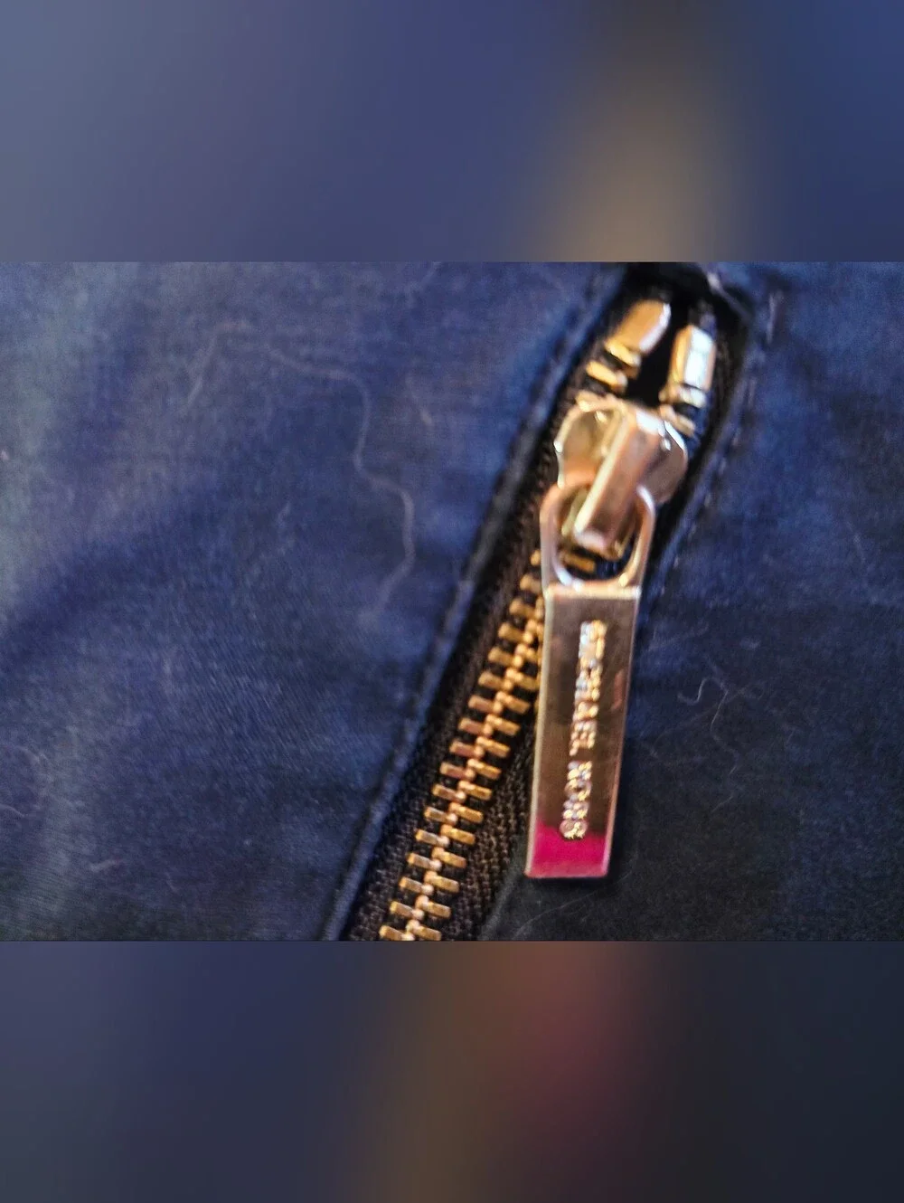 Michael Kors Blue Straight Leg Jeans with Gold Zippers